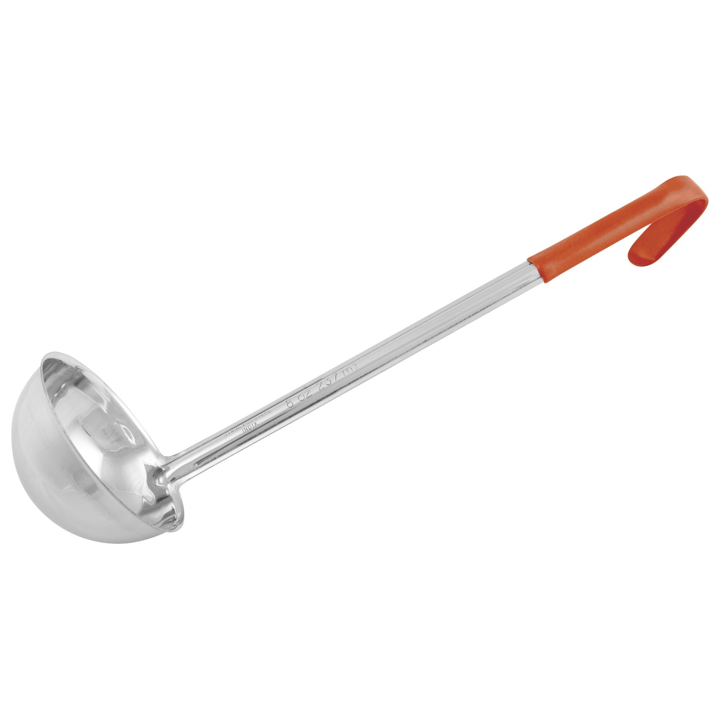 LDCN-8 - Winco Prime One-piece S/S 8oz Ladle, Orange, NSF