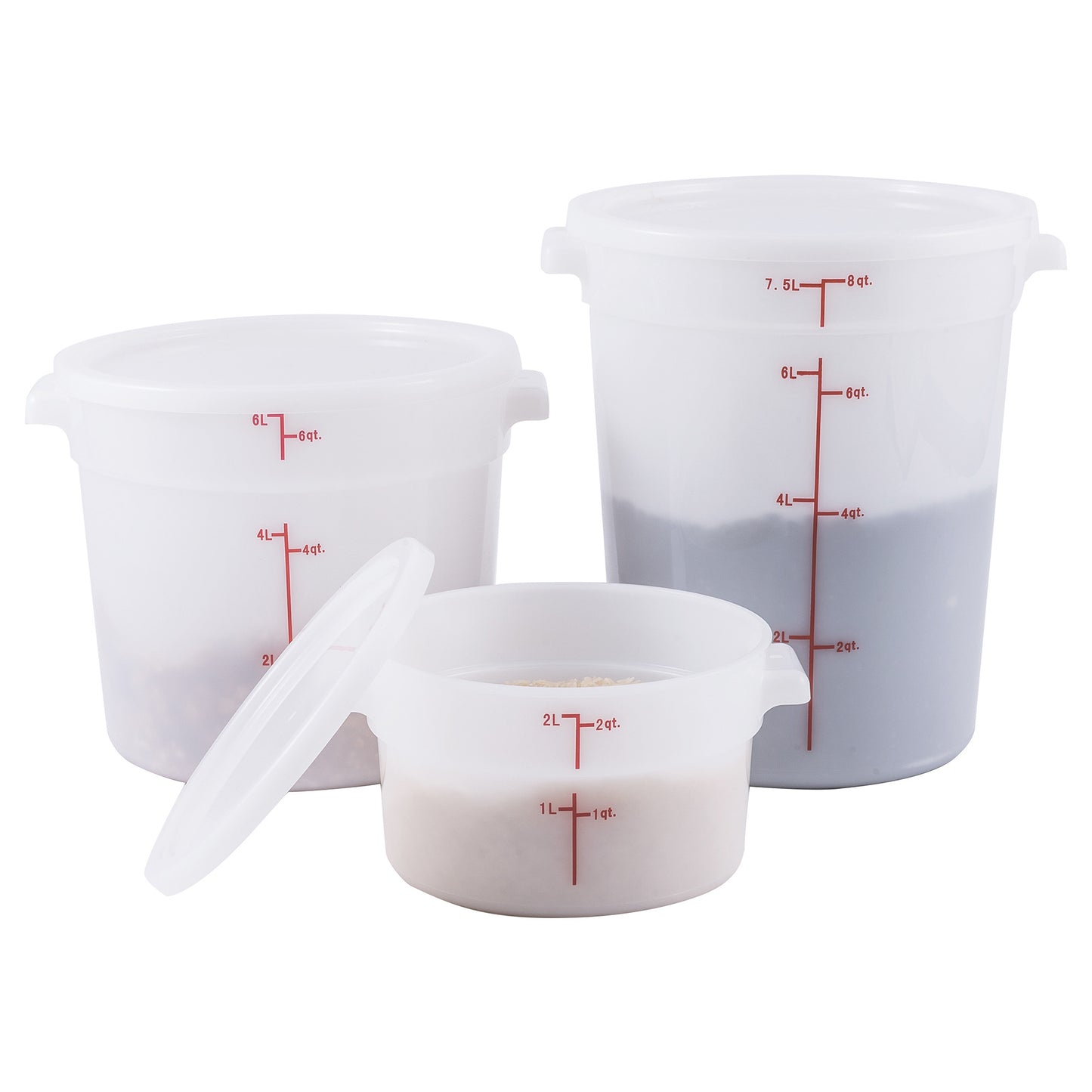 PPRC-8W - Round Storage Container, White, Polypropylene - 8 Quart