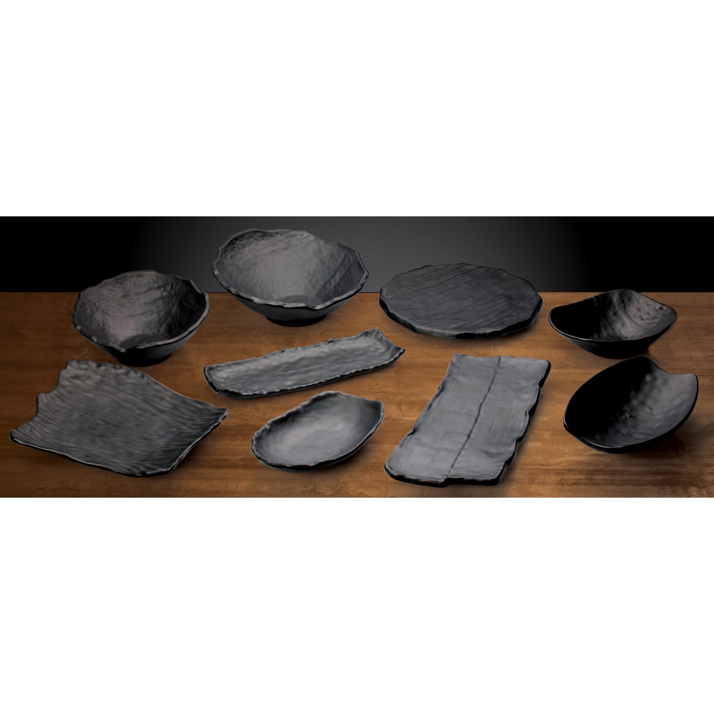 WDM019-303 - 14-1/2" x 6-3/8" Melamine Rectangular Platter, Black, 12pcs/case