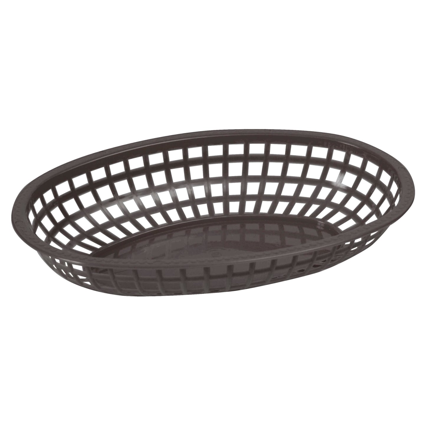 POB-K - Oval Fast Food Basket, 10-1/4" x 6-3/4" x 2" - Black