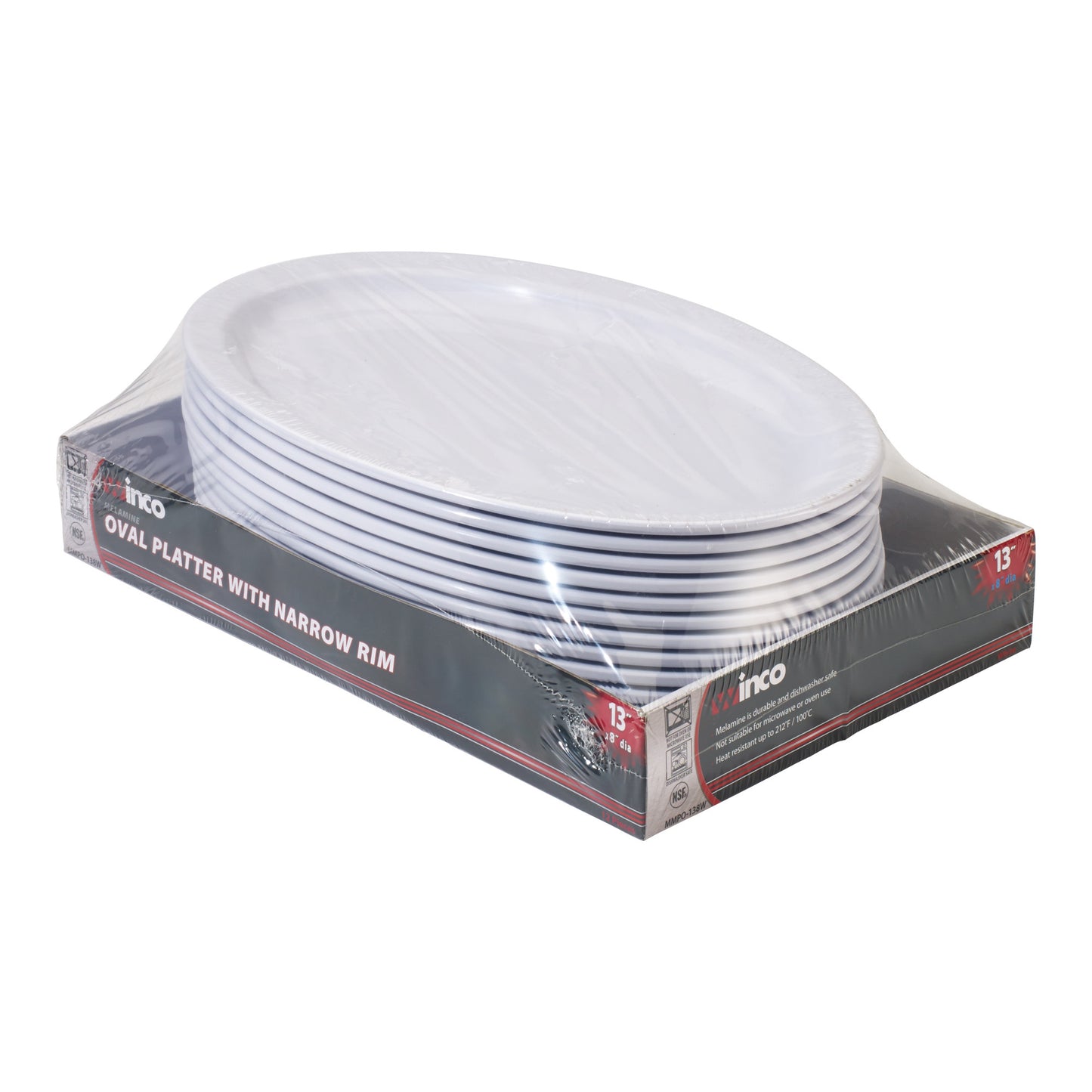 MMPO-138W - Melamine 13" x 8-1/2" Oval Platter - White