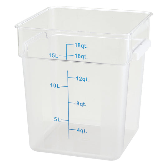 Square Storage Container, Clear Polycarbonate - 18 Quart
