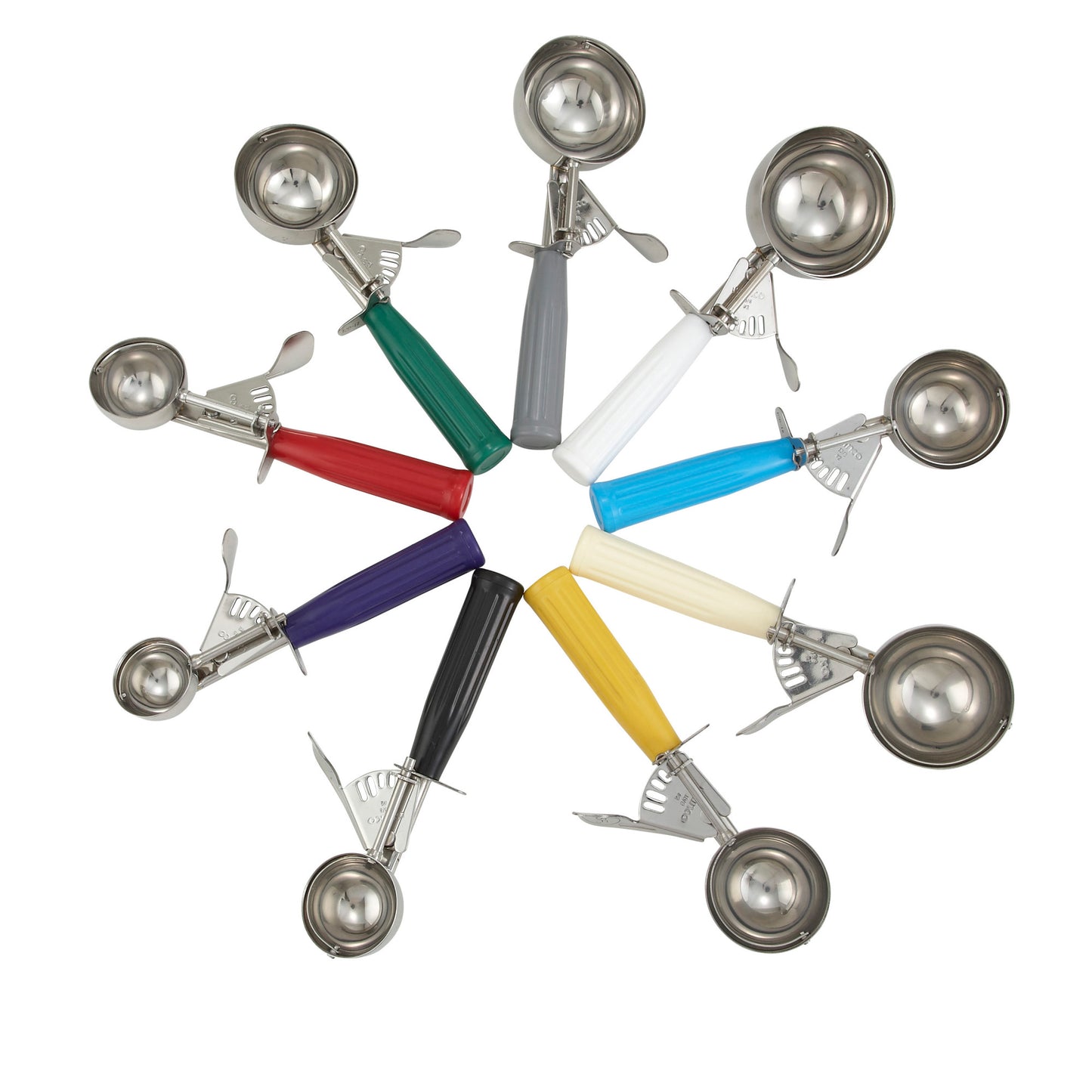 ICD-16 - Stainless Steel Thumb Press Disher with Plastic Handle, Size #16