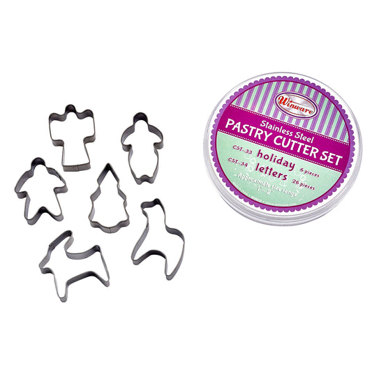 Cookie Cutter Set, Holiday, 6 Pieces, Stainless Steel