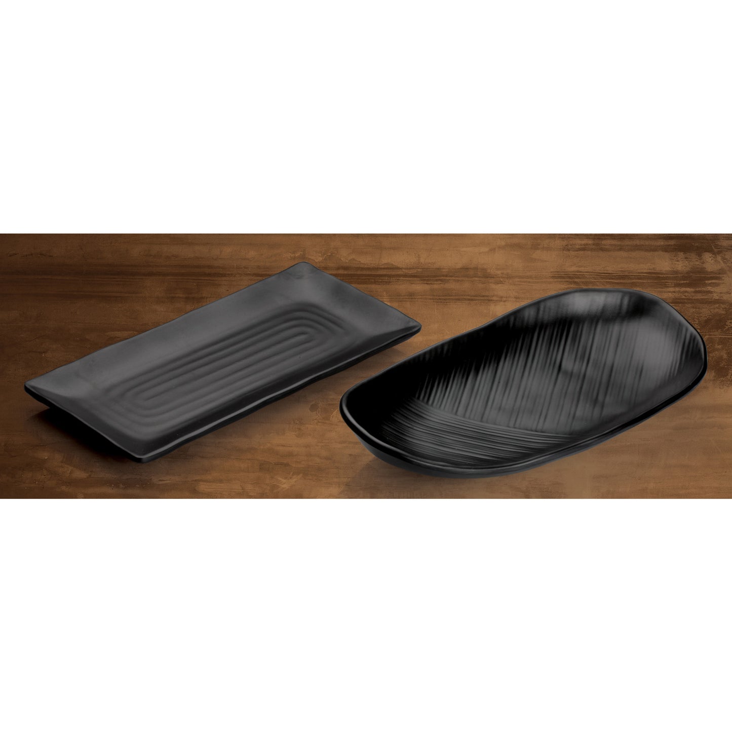 WDM016-302 - 10-1/2" x 4-1/2" Melamine Rectangular Plate, Black, 24pcs/case