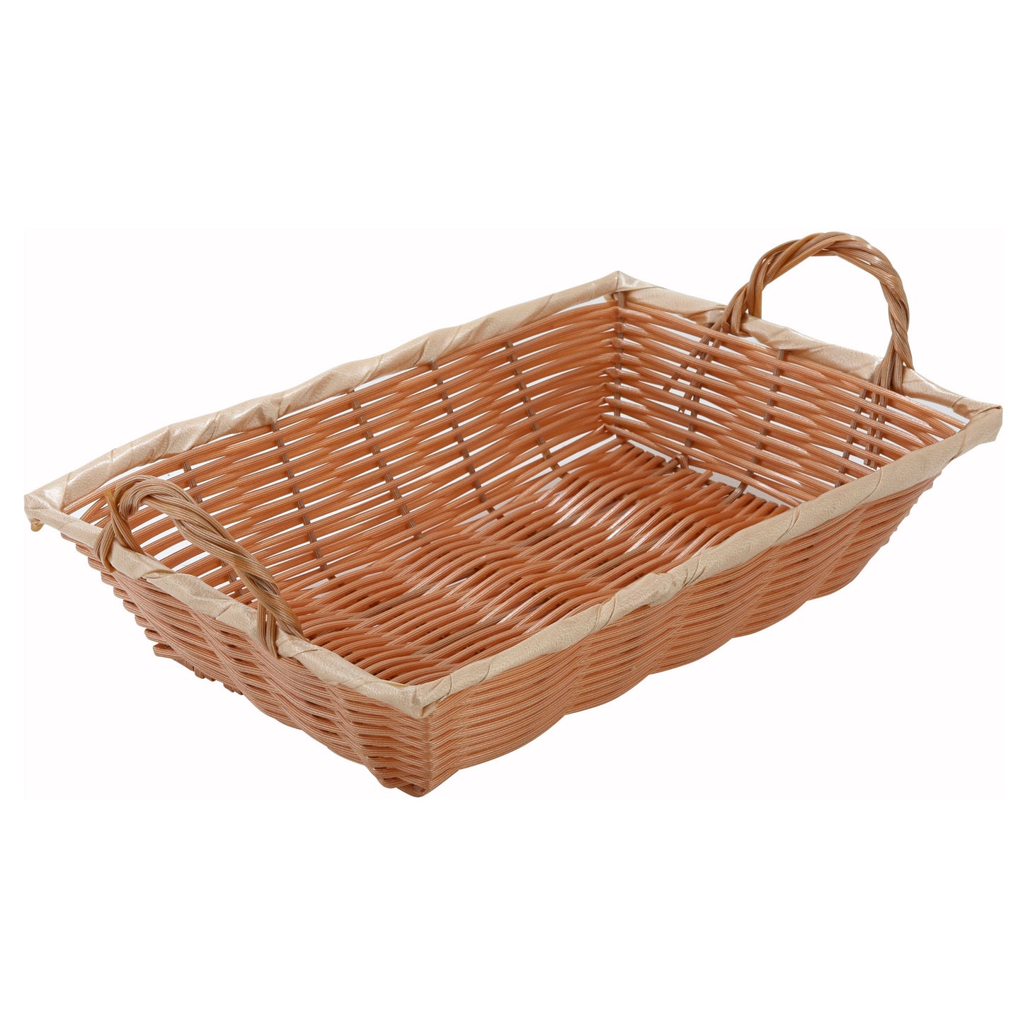 PWBN-12B - Natural Woven Basket, Rectangular with Handles - 12" x 8" x 3"