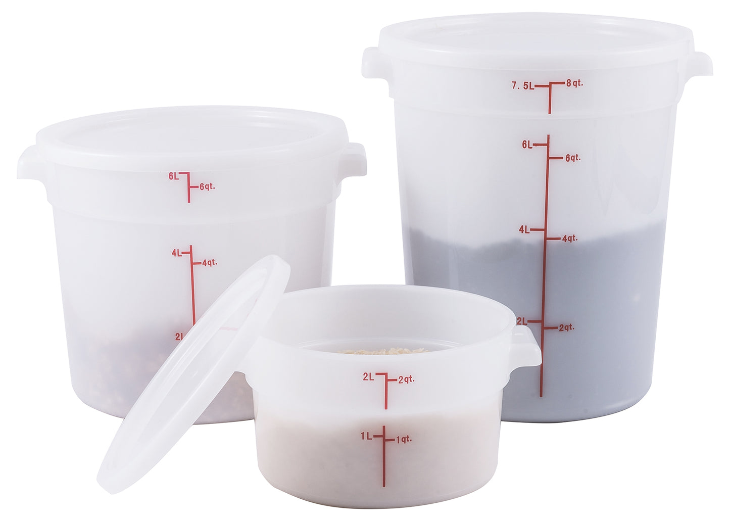 PPRC-6W - Round Storage Container, White, Polypropylene - 6 Quart