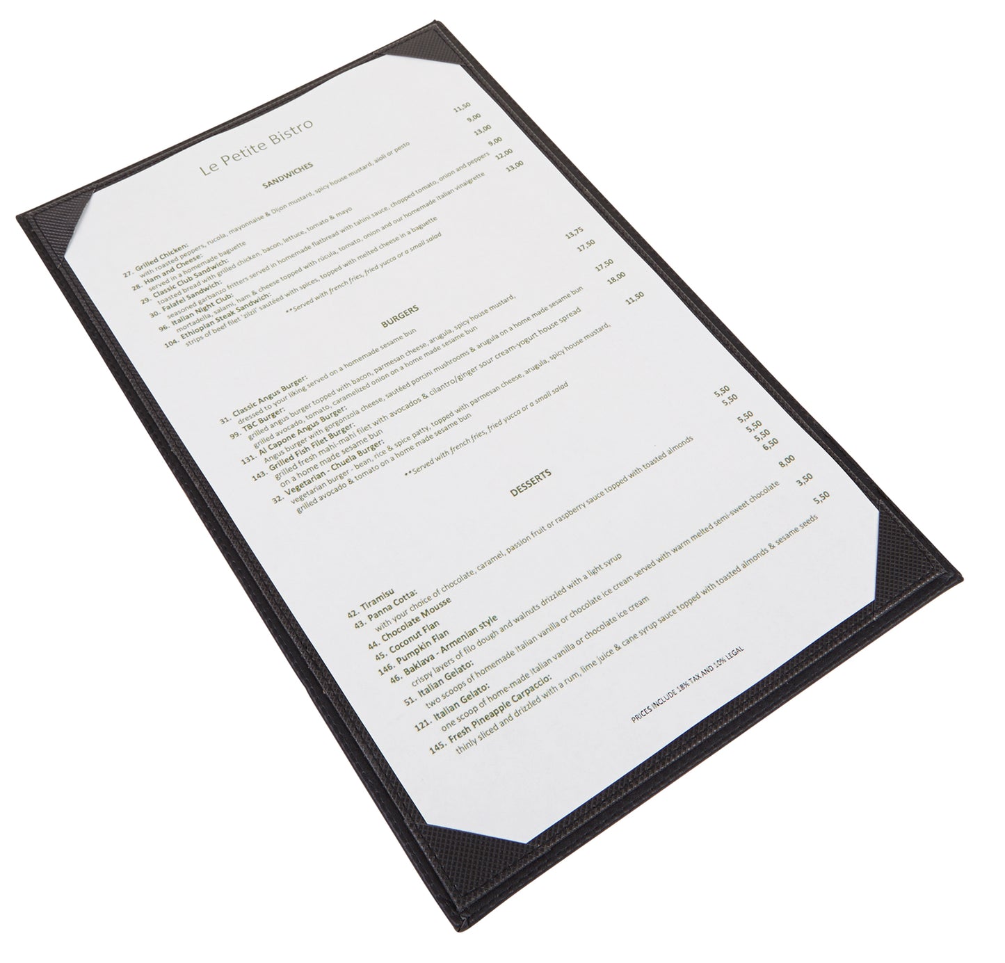 LMS-814BK - Single-View Menu Cover - Black, 8-1/2" x 14"