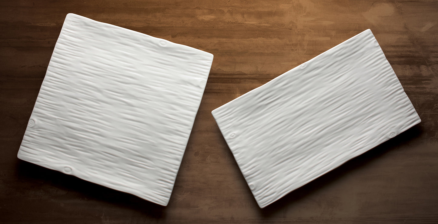 WDP002-201 - Dalmata Porcelain Rectangular Platter, Creamy White - 12"