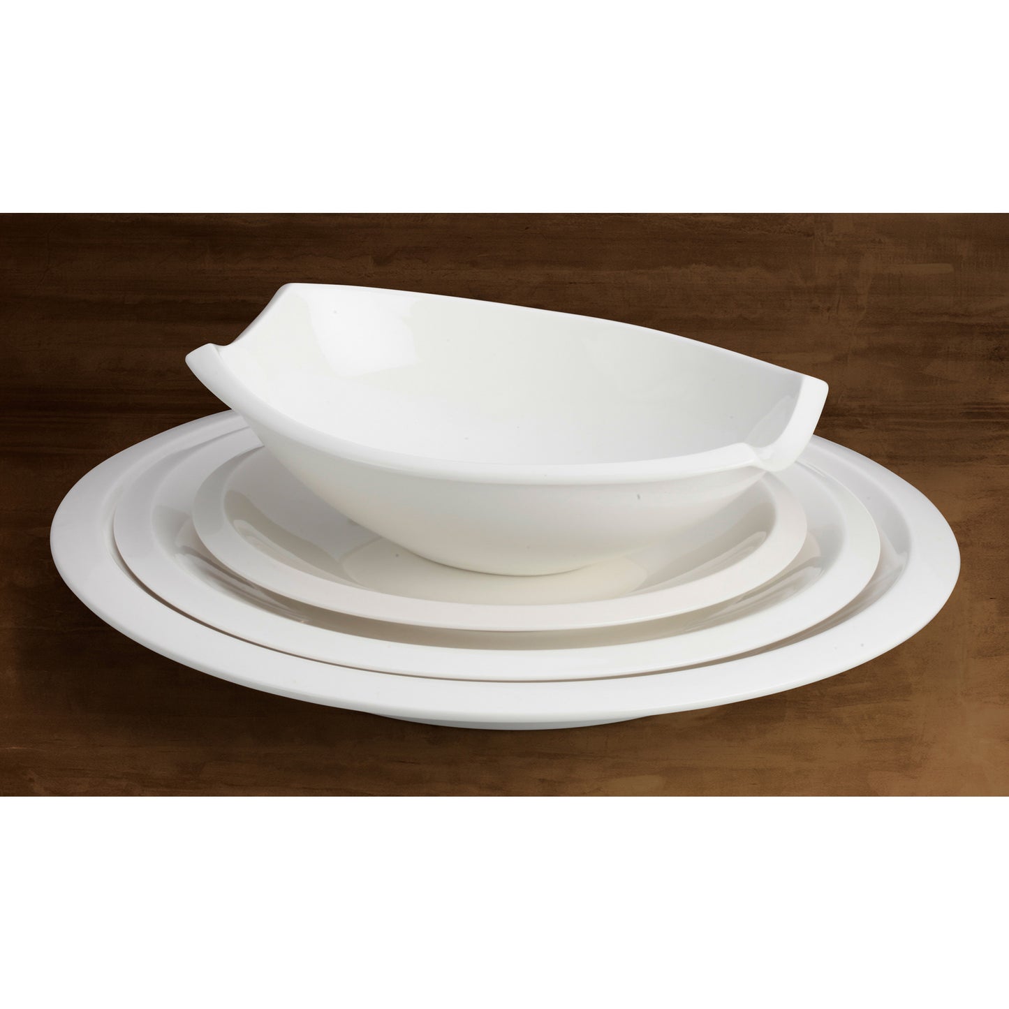 WDP006-206 - Bergomi 13" Porcelain Oval Bowl, Creamy White, 12 pcs/case