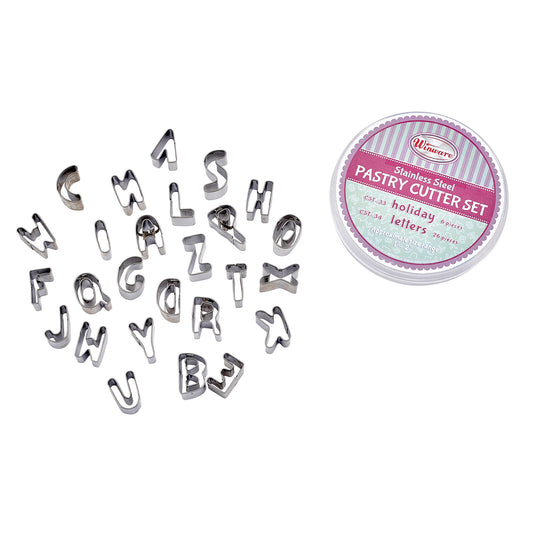 Cookie Cutter Set, Letters, 26 Pieces, Stainless Steel