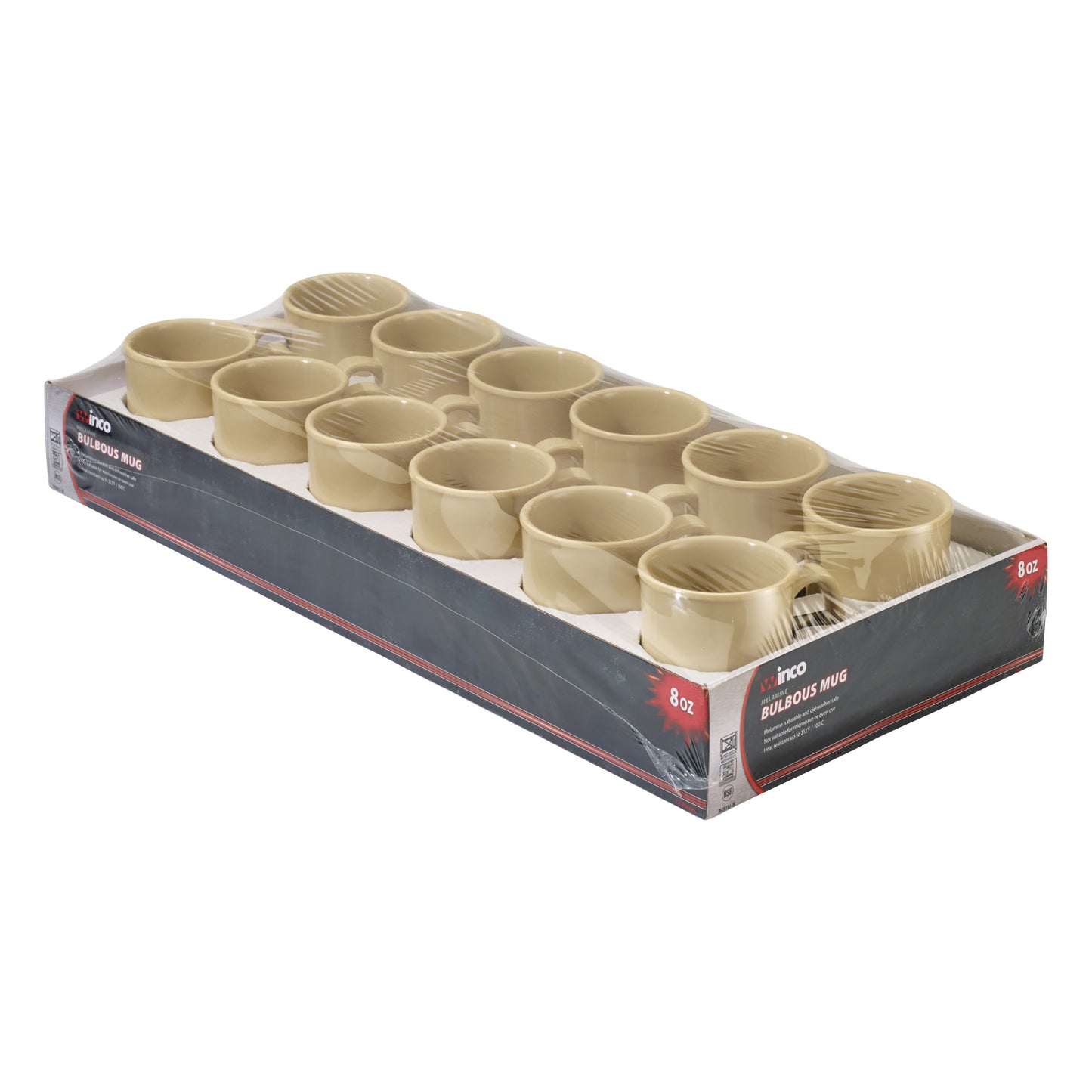 MMU-8 - Melamine 8 oz Boulbous Mugs - Tan