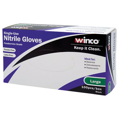 Disposable Gloves, Nitrile, L, Powder-Free, Black,3Mil,FDA Compliant,100pcs/box