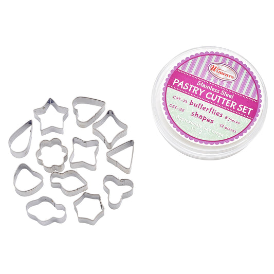Cookie Cutter Set, Shapes, 12 Pieces, Stainless Steel