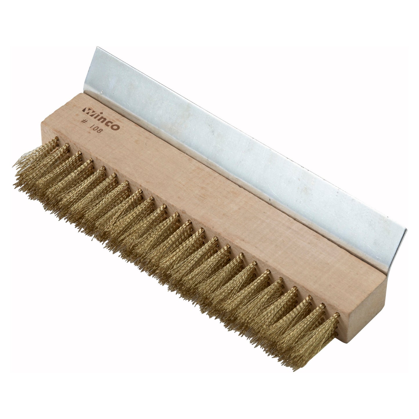 BR-10 - Pizza Oven Wire Brush Head with Brass Bristles and Metal Scraper