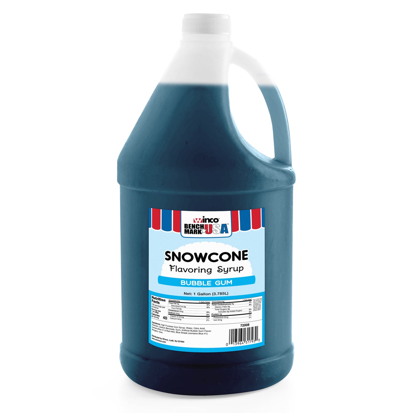 72008CS - BenchmarkUSA Snow Cone Syrup - Bubblegum, 4 Gallons/Case