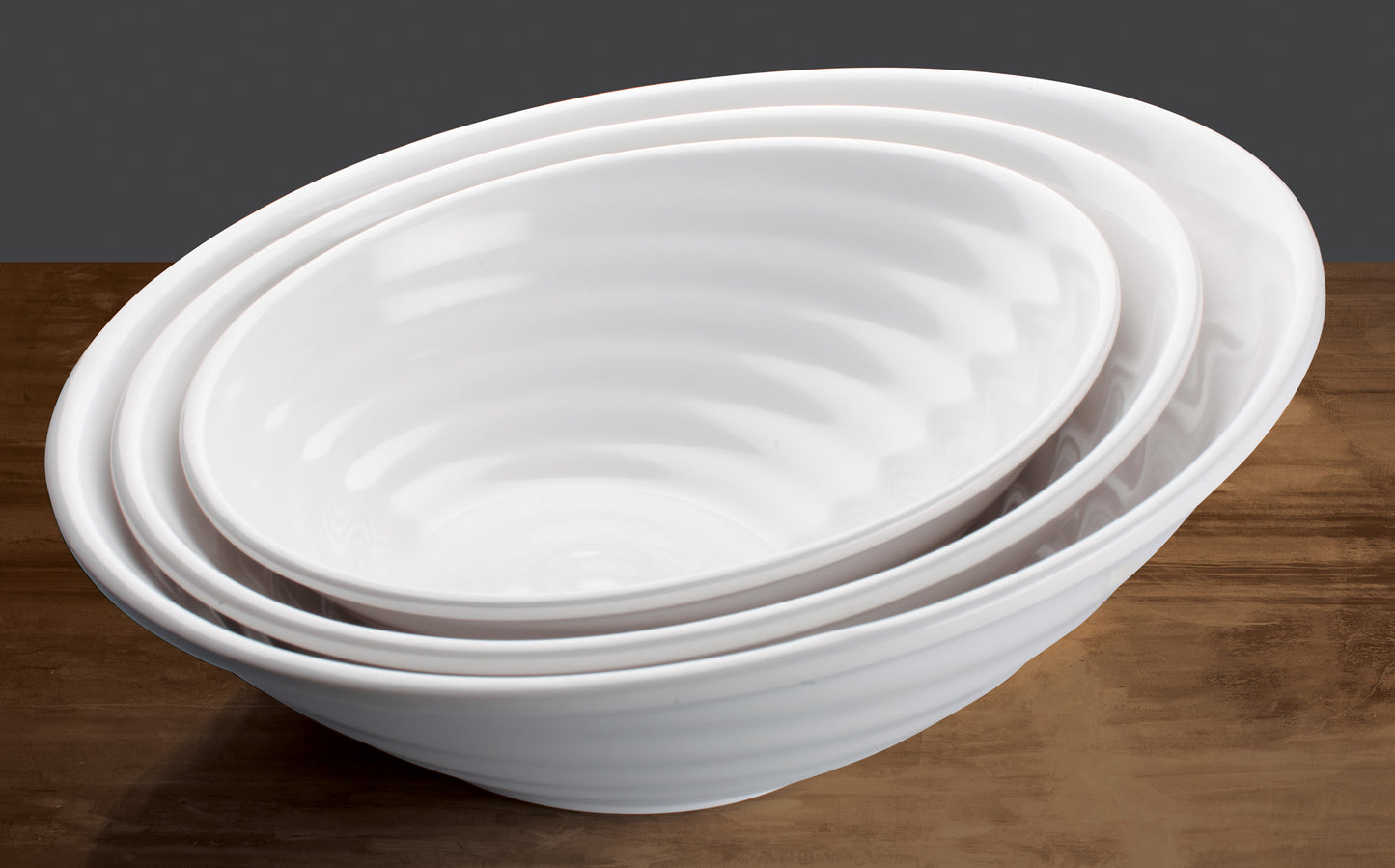 WDM003-201 - Hailey 12" Melamine Angle Bowl, White, 12pcs/case