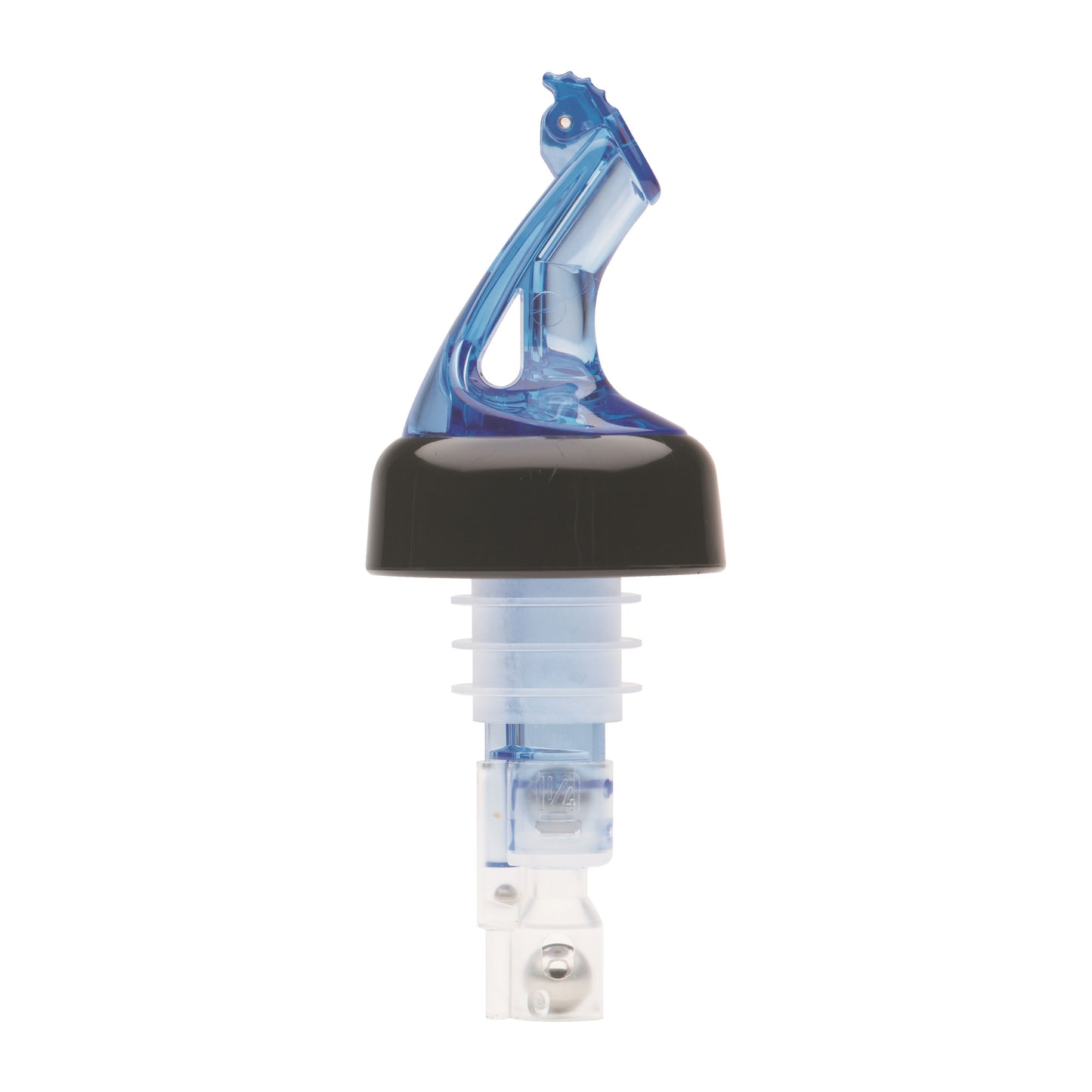 BMP-5100B - Bar Maid 1 oz "Premium Pour" Measured Pourers with Flip Top and Black Collar, Blue - 12 Pieces/Pack