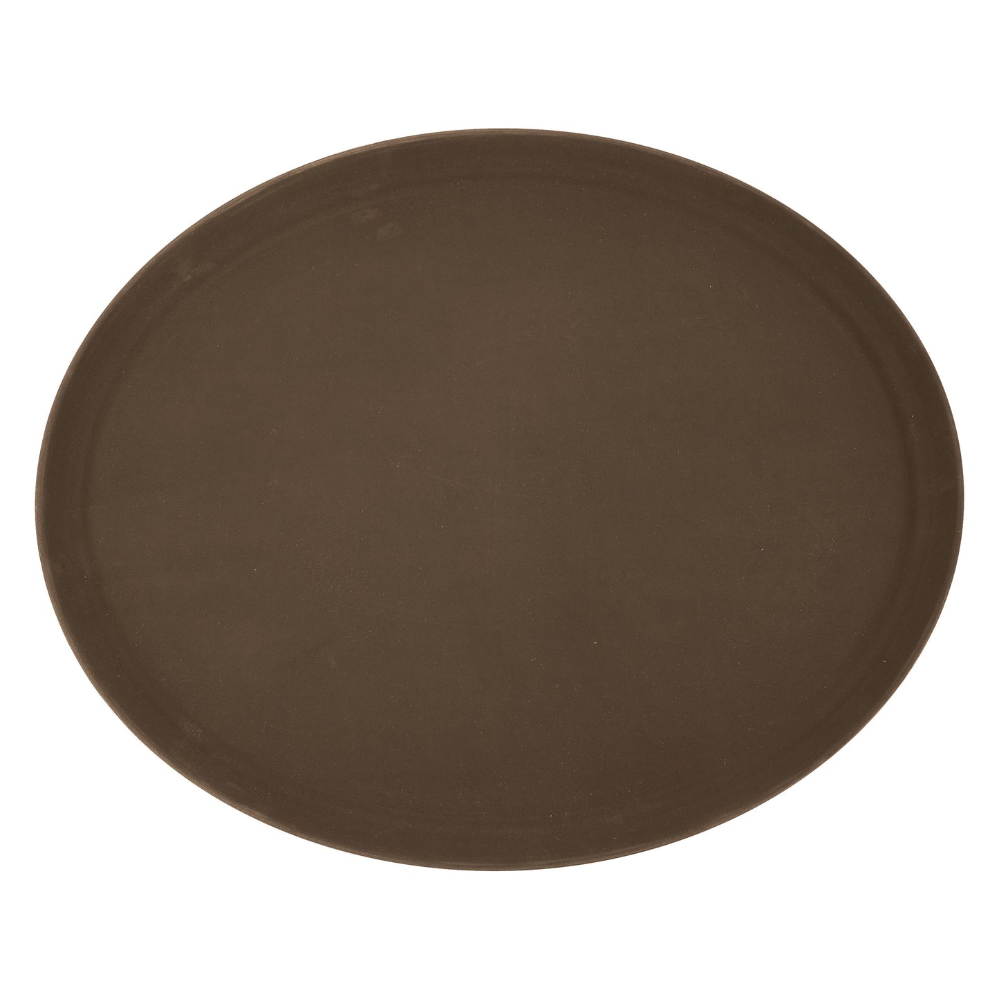 TFG-2622N - Deluxe Fiberglass Tray, Non-Slip, Oval, 27" x 22" - Brown
