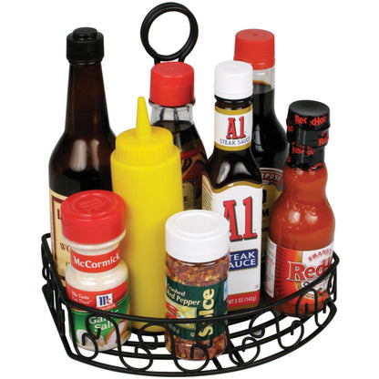 6-1/4" Flat-Back Wire Condiment Caddy with 8-1/4" Handle