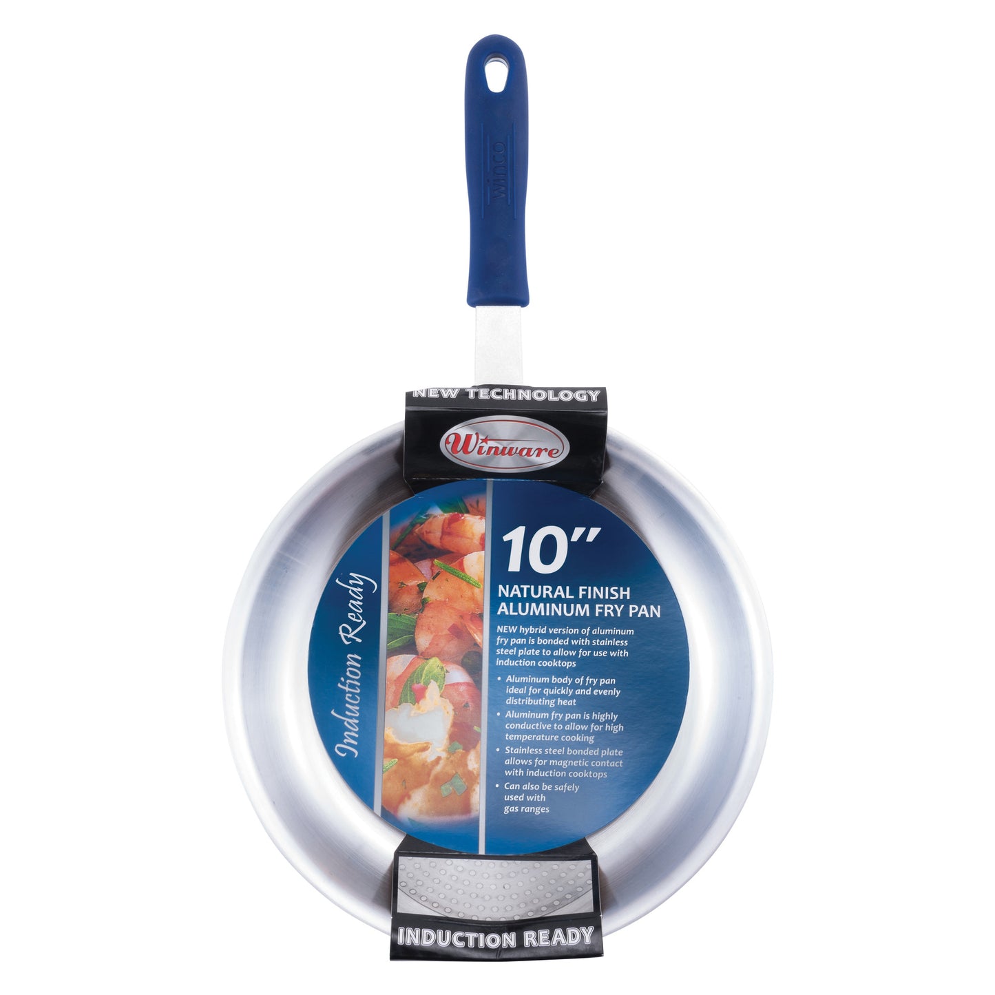 AFPI-10H - Induction Ready Aluminum Fry Pan, Stainless Steel Bottom, Natural Finish - 10" Dia