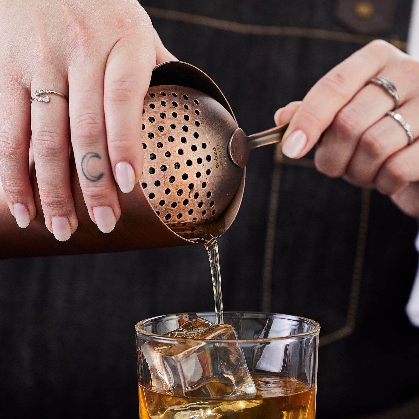 BAJS-6AC - After5 Julep Strainer, Antique Copper
