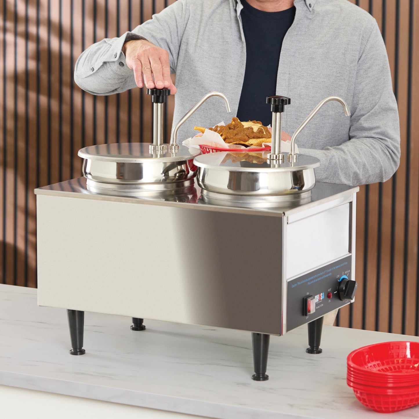 51074P - BenchmarkUSA Dual-Well Food Warmer - 2 Pumps