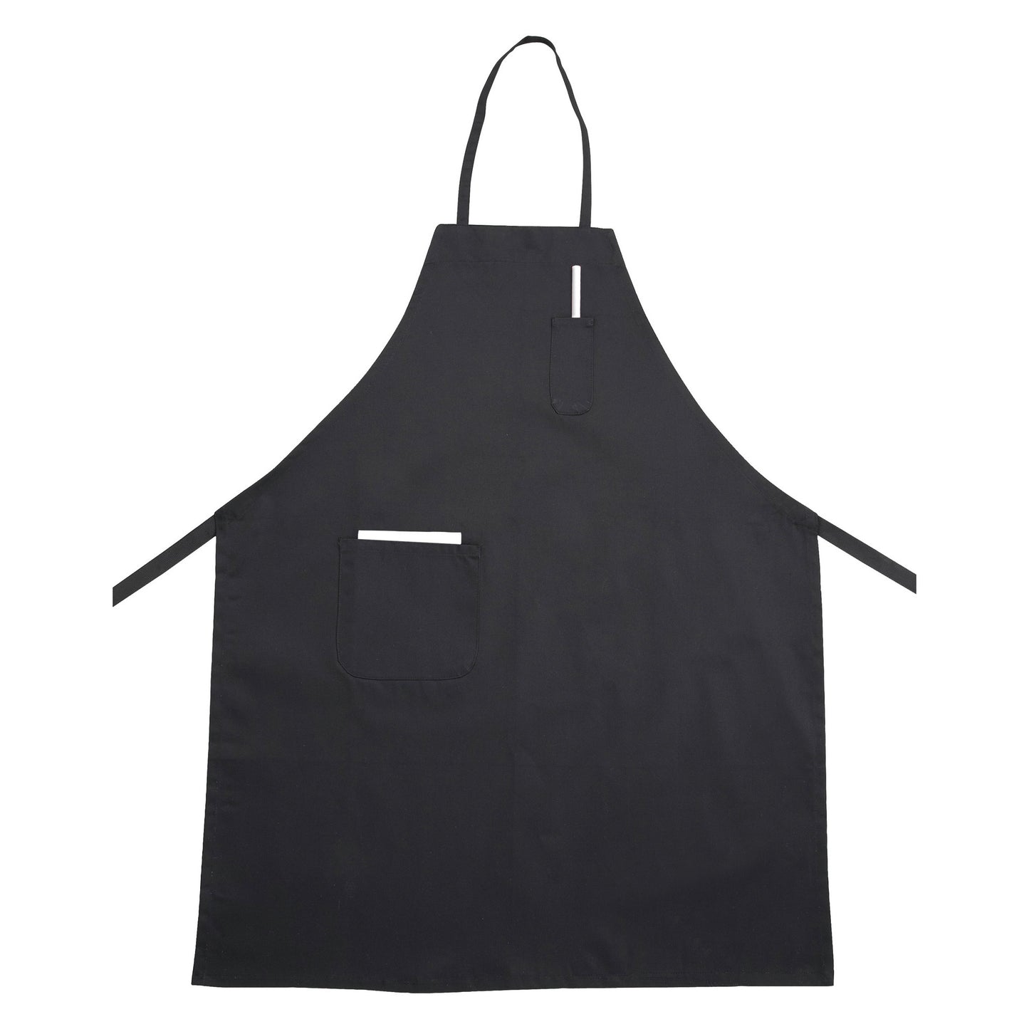 BA-PBK - Full-Length Bib Apron with Pockets - Black