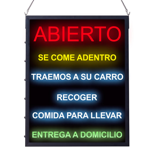 All-in-One "OPEN" LED Sign, Spanish