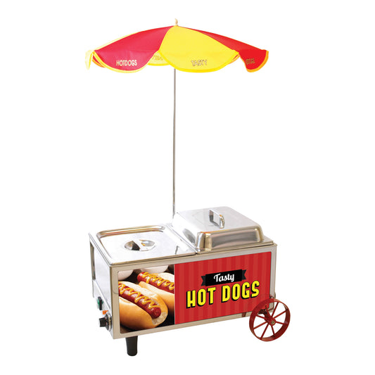 BenchmarkUSA Hot Dog Steamer Mini Cart with Umbrella