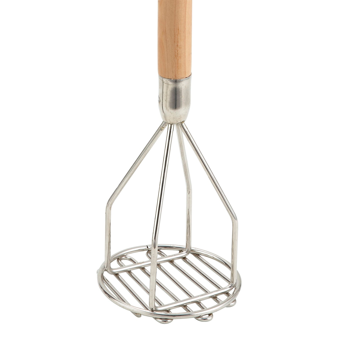 PTM-18R - Potato Masher with Wooden Handle - 4" Round