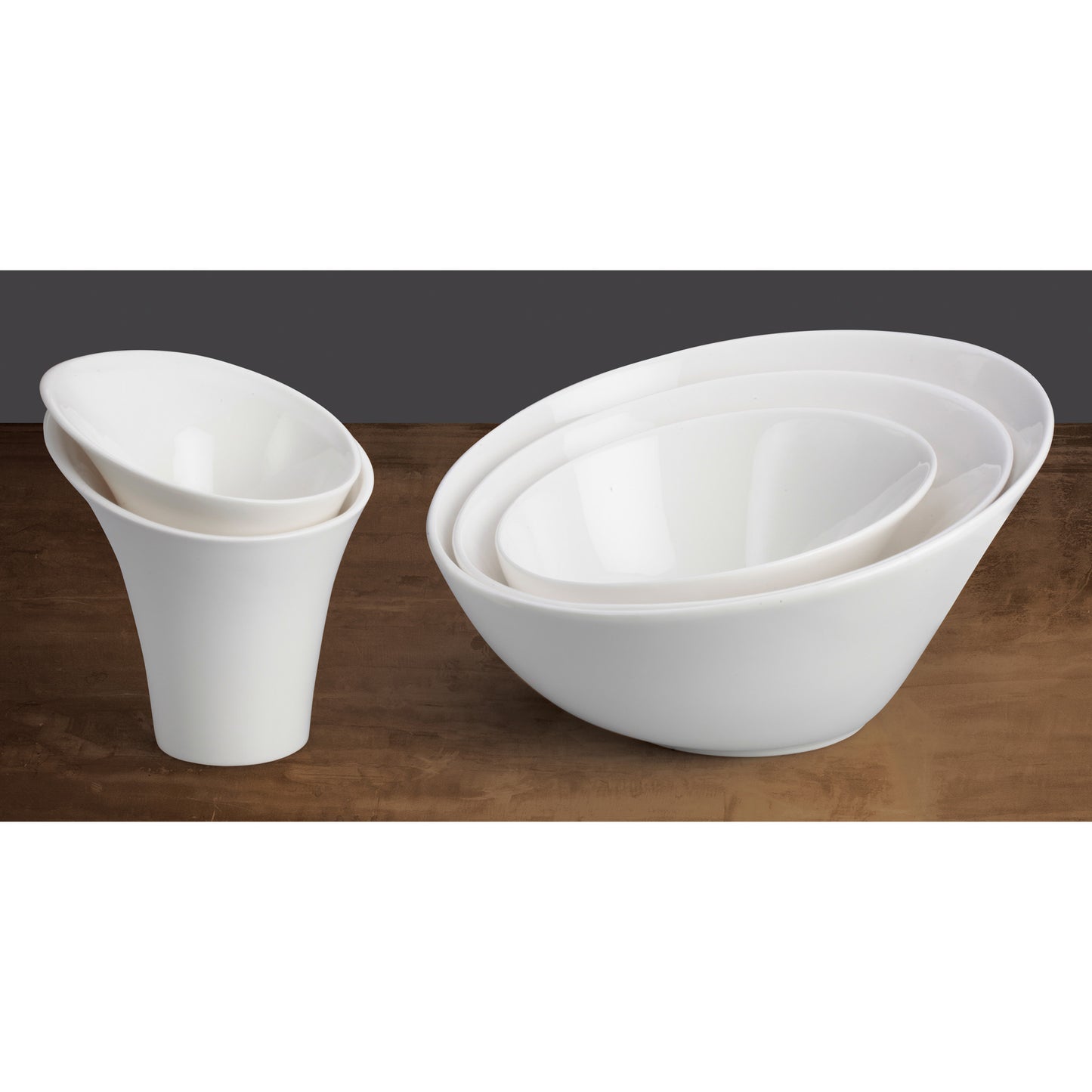 WDP003-201 - 6-1/2"Dia. Porcelain Angled Bowl, Creamy White, 36pcs/case