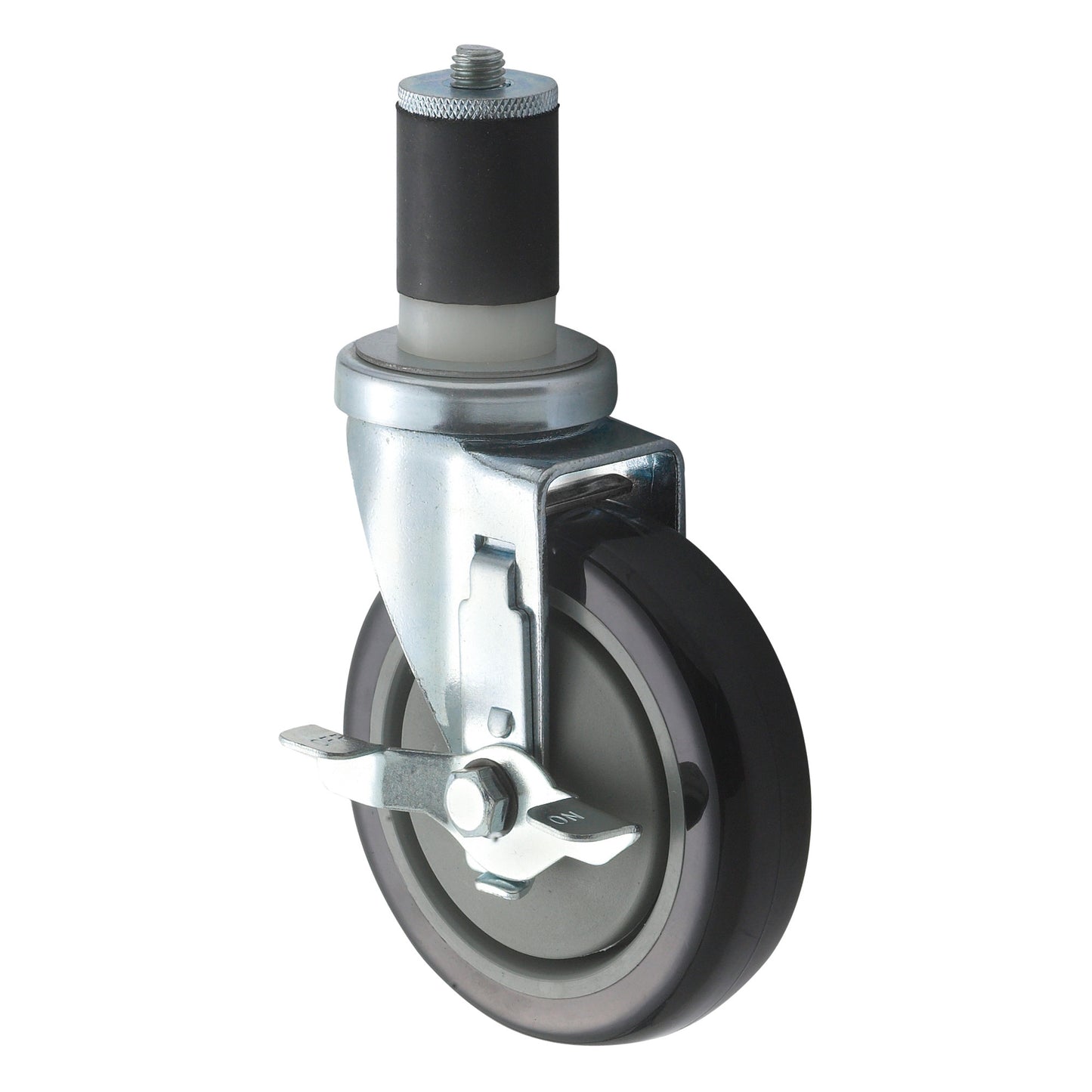 CT-1B - Workable Stem Caster Set with Brake, 5" Wheels