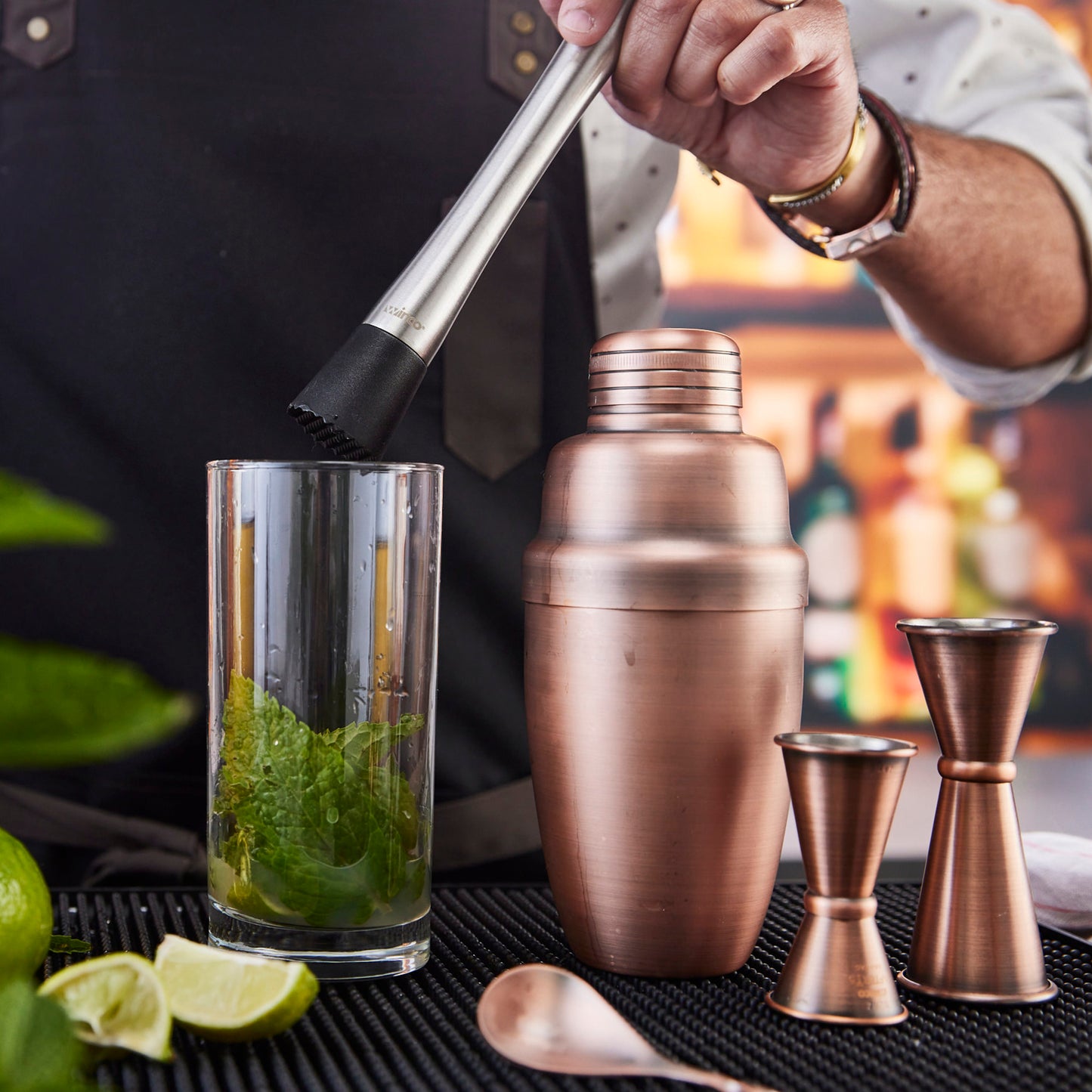 BASS-16AC - After5 16 oz Bar Shaker, 3 Piece Set, Antique Copper