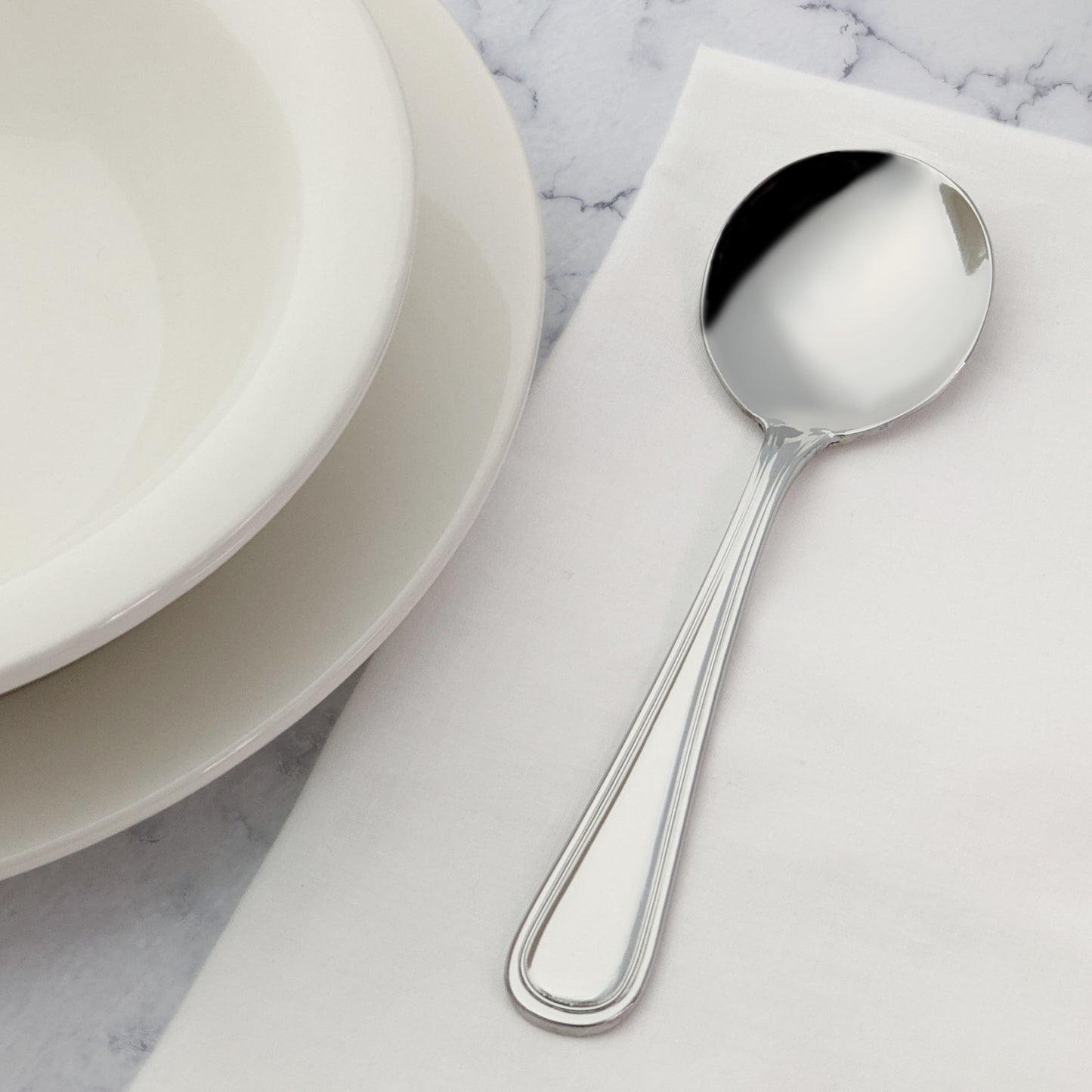 0021-04 - Continental Bouillon Spoon, 18/0 Extra Heavyweight