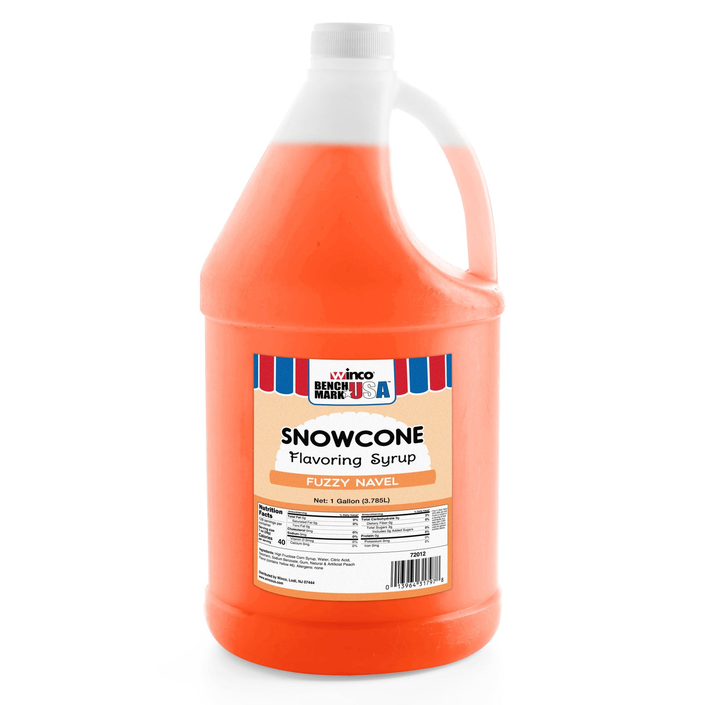 72012CS - BenchmarkUSA Snow Cone Syrup, Fuzzy Navel, 4 Gallons/Case