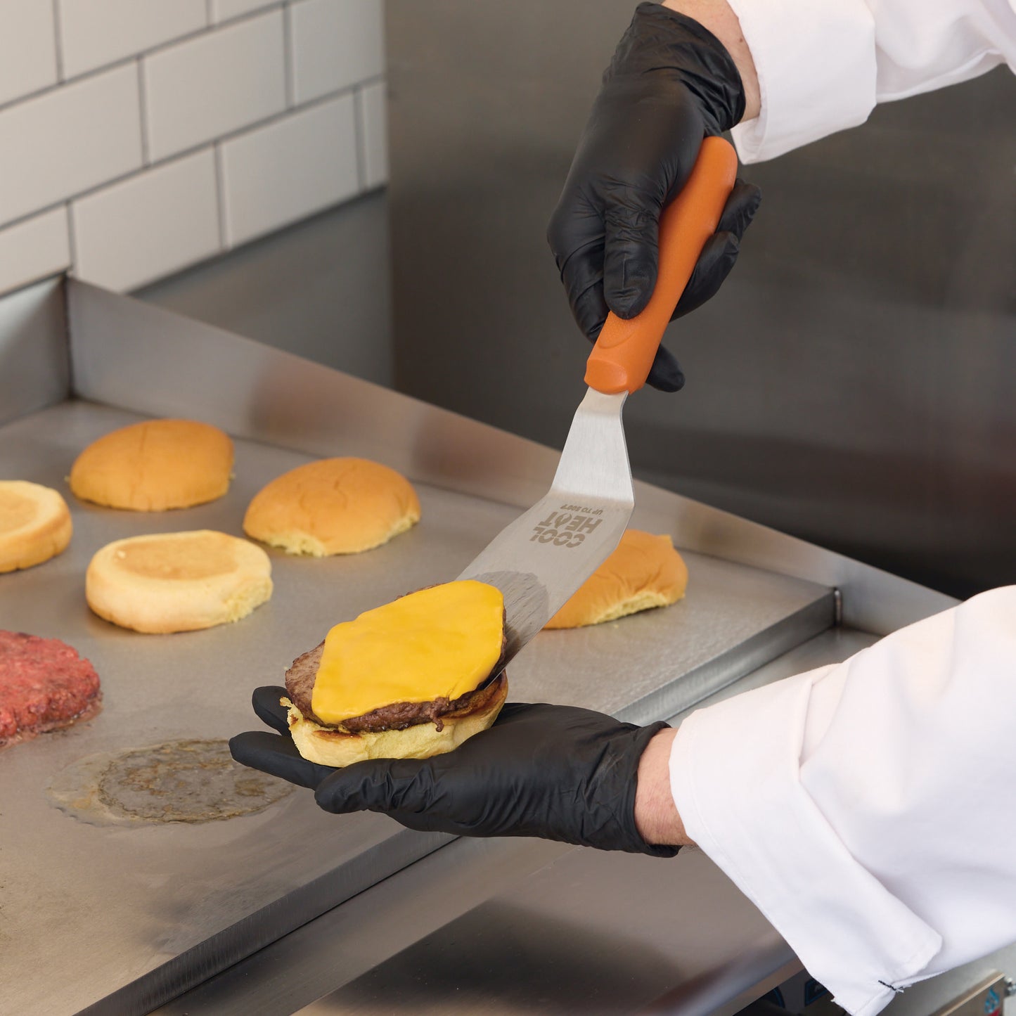 TNH-61 - Cool Heat High Heat Hamburger Turner with Offset, 5-1/8" x 2-7/8" Blade