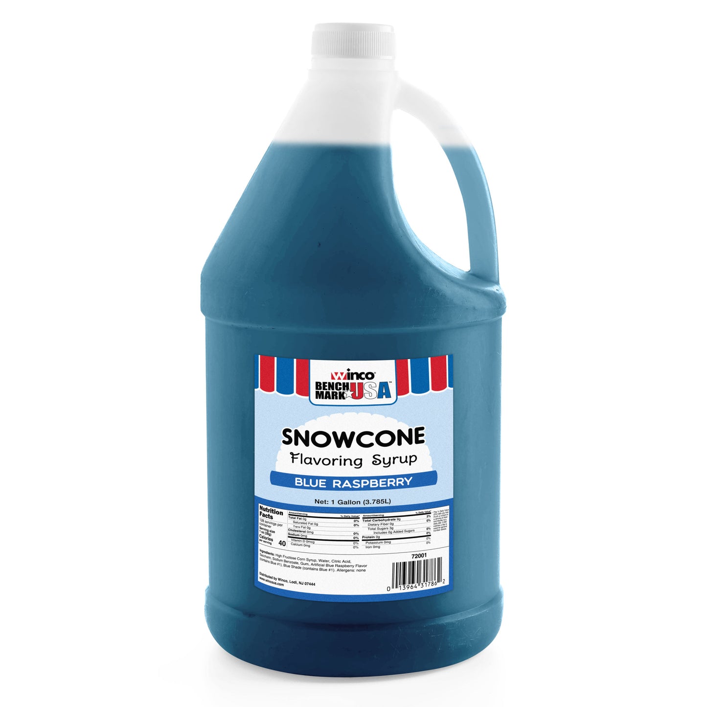 72001CS - BenchmarkUSA Snow Cone Syrup, Blue Raspberry, 4 Gallons/Case