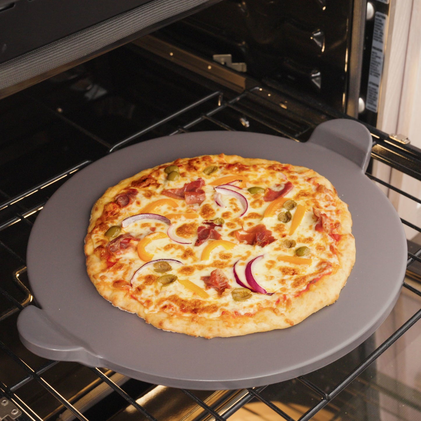 GPS15H-G - Old Stone Glazed Pizza Stone with Handles, 15"