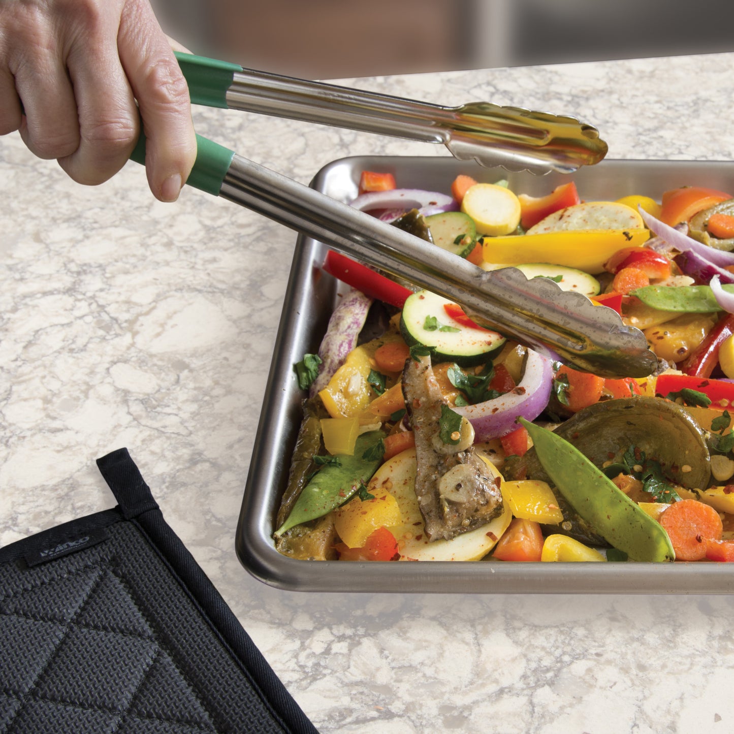 UTPH-12G - Heat Resistant Heavy-Duty Utility Tongs with Polypropylene Handle - 12", Green