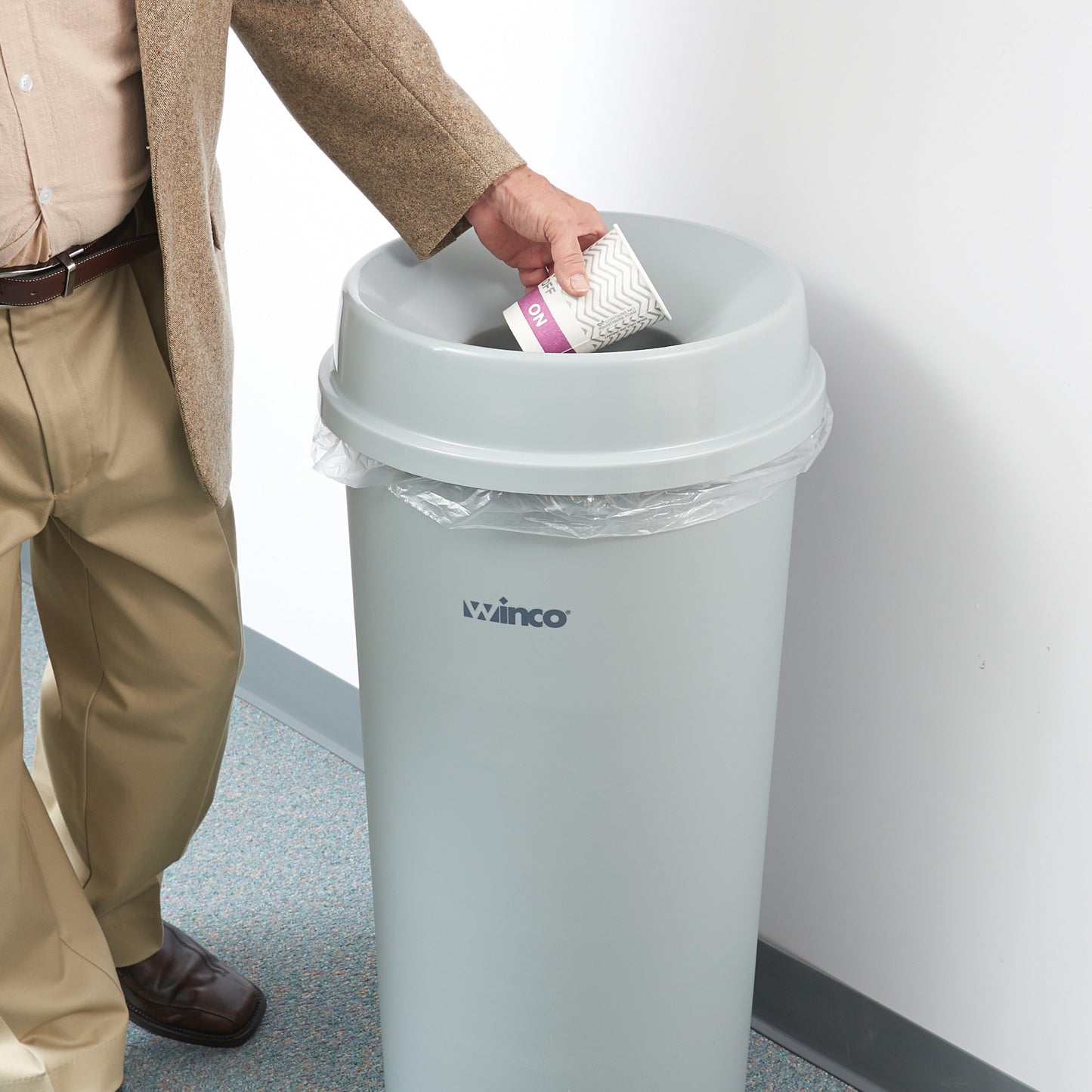 PTCRL-22G - Round Trash Can Lid, Gray