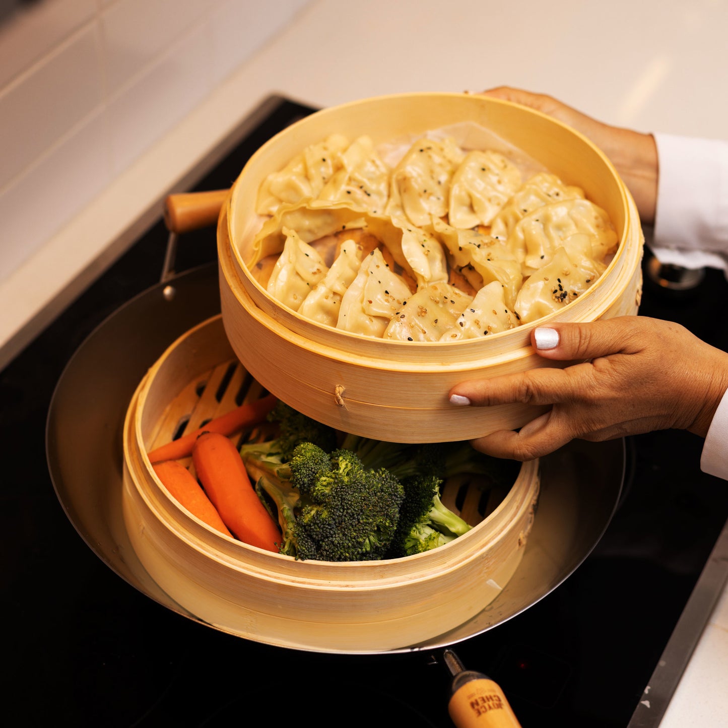 J26-0013 - Joyce Chen 2-Tier Bamboo Steamer Baskets, 10"