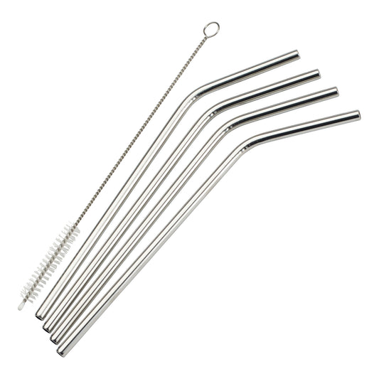 Drinking Straws, 18/8 Stainless Steel - Curved