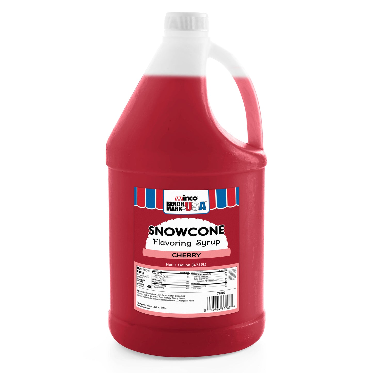 72002CS - BenchmarkUSA Snow Cone Syrup, Cherry, 4 Gallons/Case