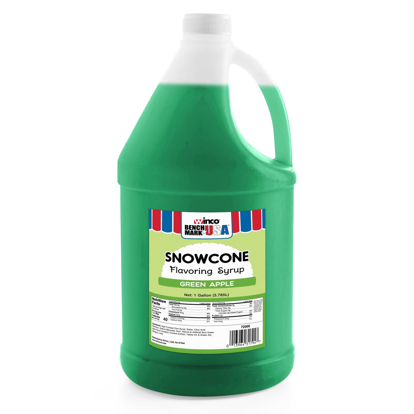 72009CS - Benchmark Snow Cone Syrup, Green Apple, 4 Gallons/Case