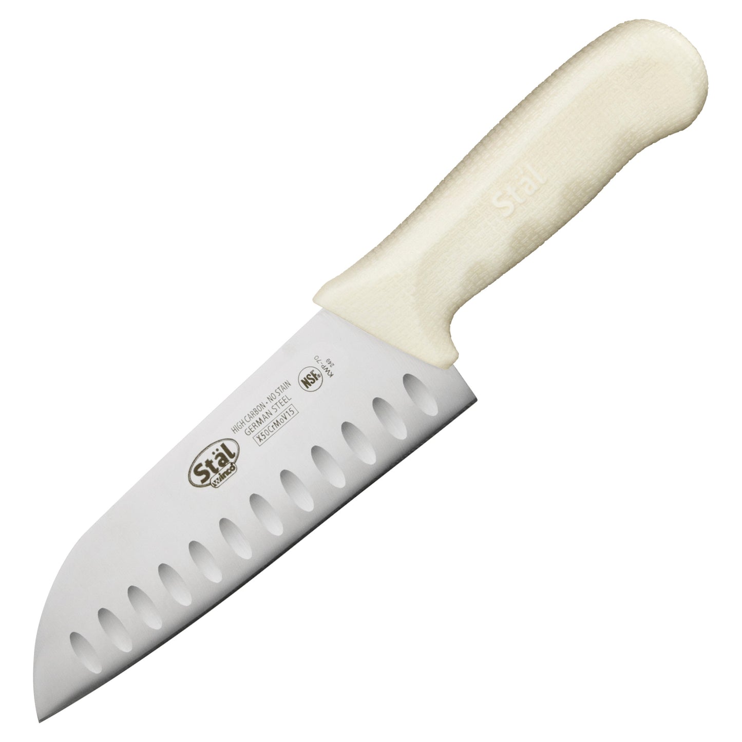 KWP-70 - 7" Santoku Knife, White PP Hdl
