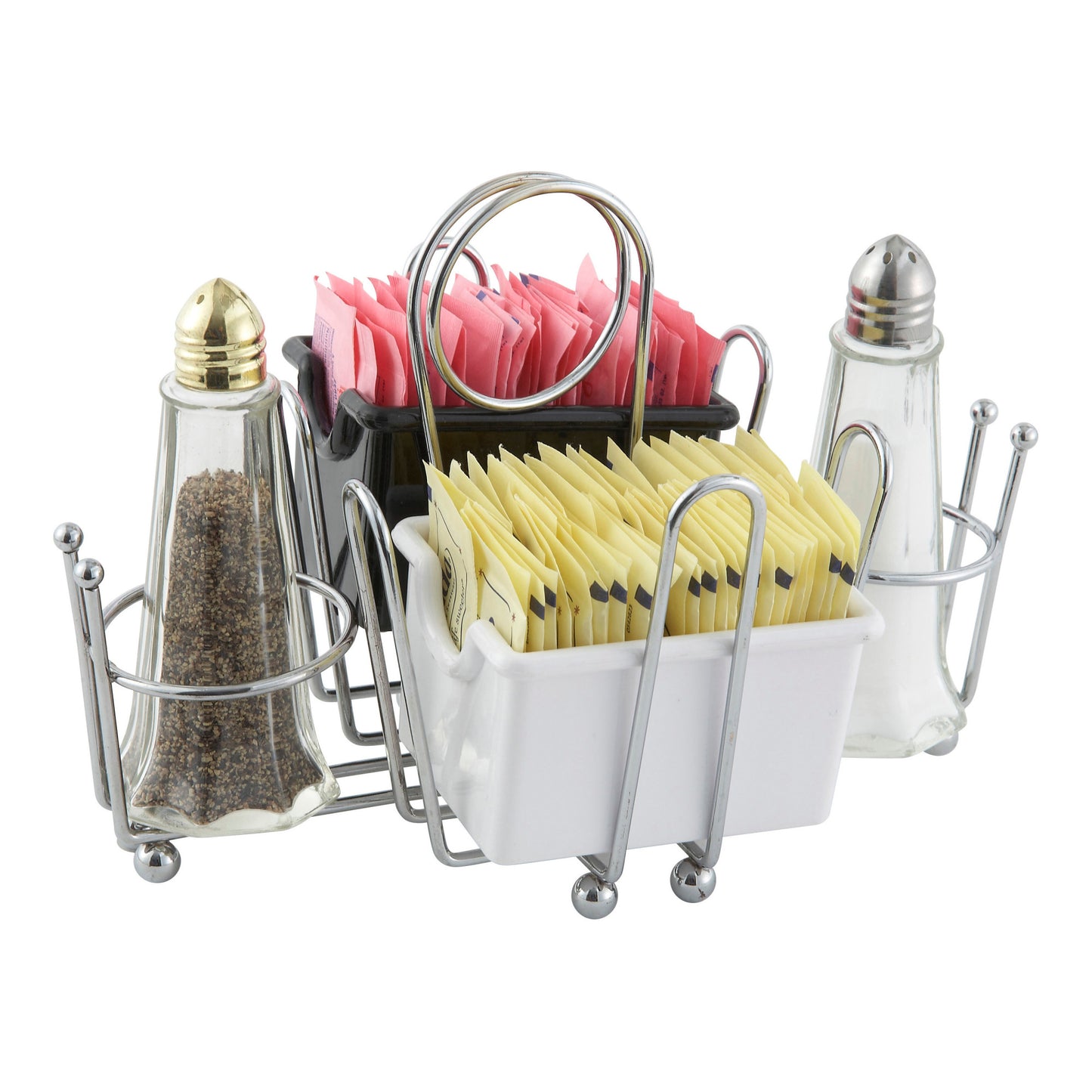 WH-1 - Chrome Plated Cruet Rack for Salt/Pepper Shaker & Sugar Packets