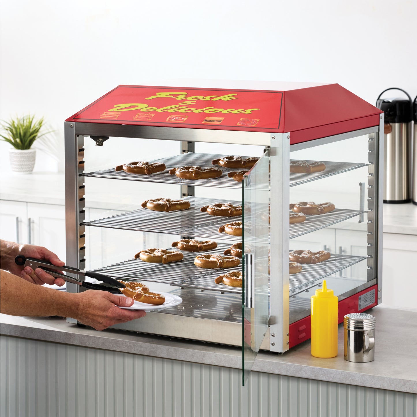 51048 - BenchmarkUSA 2 Door Pizza Warmer / Merchandiser - 18"