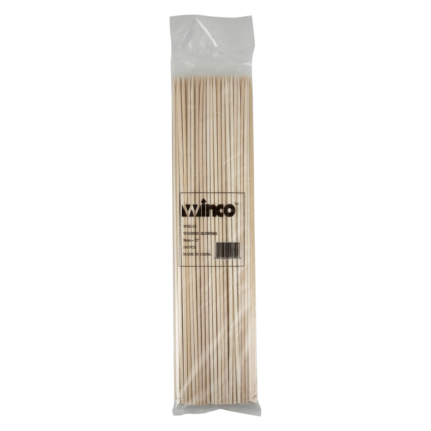 WSK-12 - 12" Bamboo Skewers, 100/bag