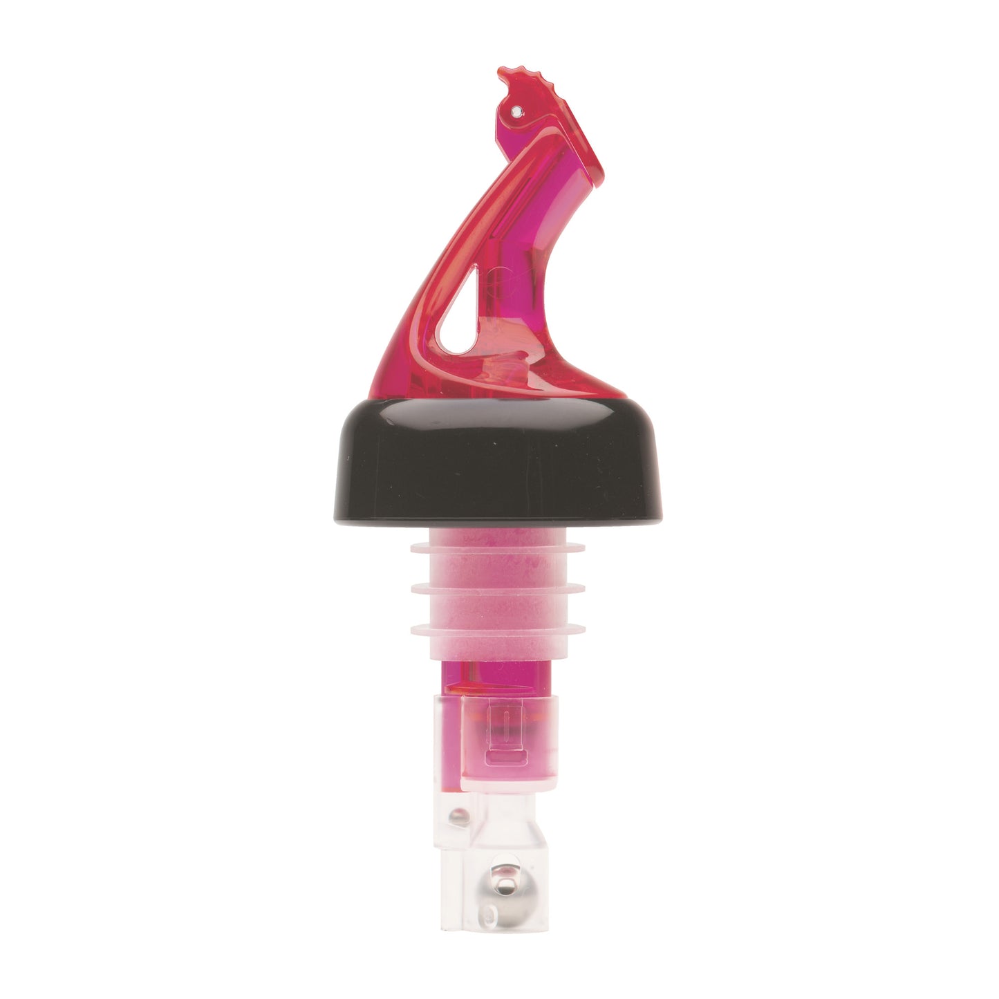 BMP-5100R - Bar Maid 1 oz "Premium Pour" Measured Pourers with Flip Top and Black Collar, Red - 12 Pieces/Pack